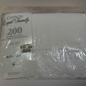 Vintage Cannon King Sheet Set Ivory Eyelet  Royal Family New In Package!